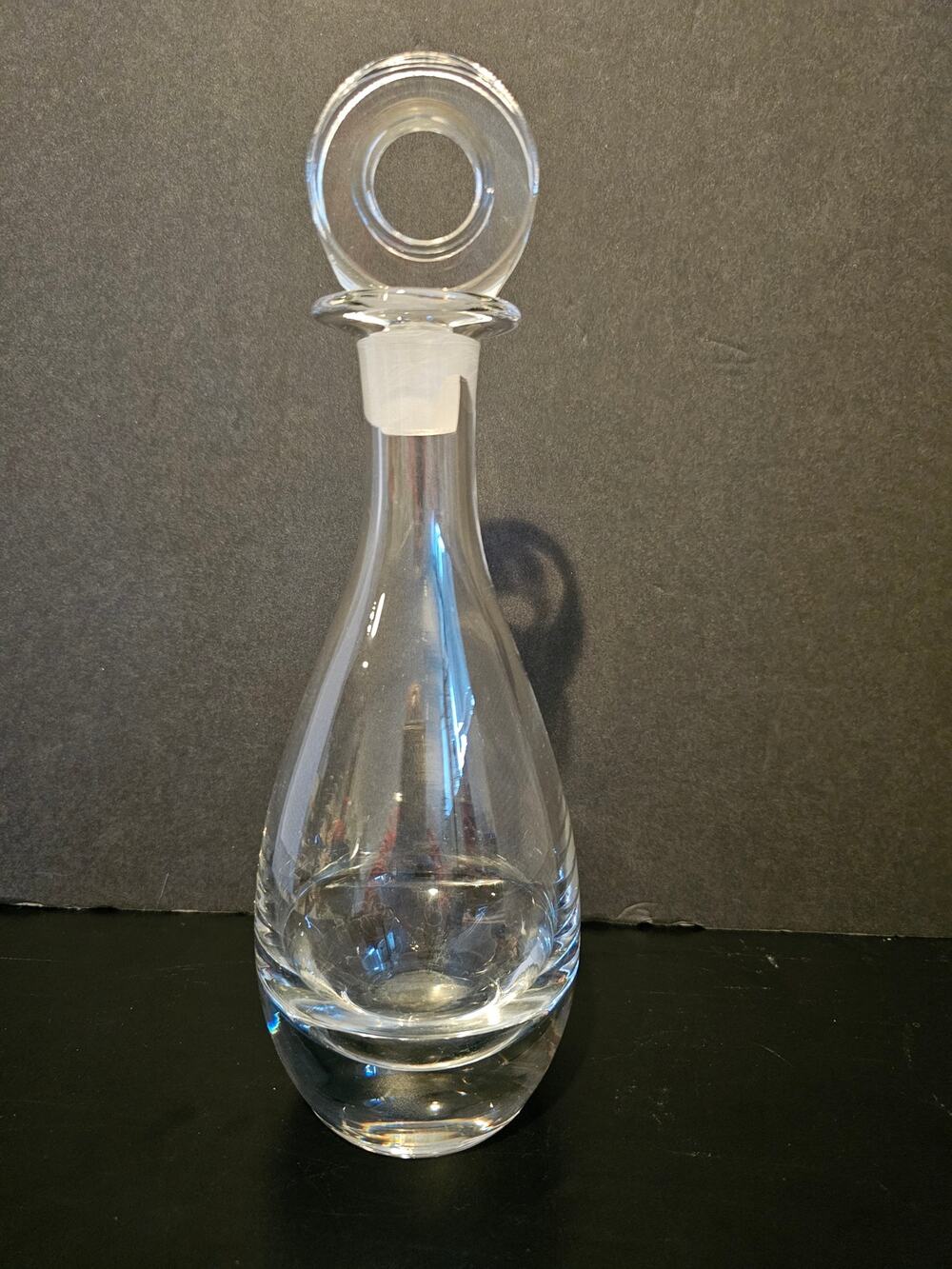 Vintage Clear Crystal Decanter with Ground Glass Circle Stopper